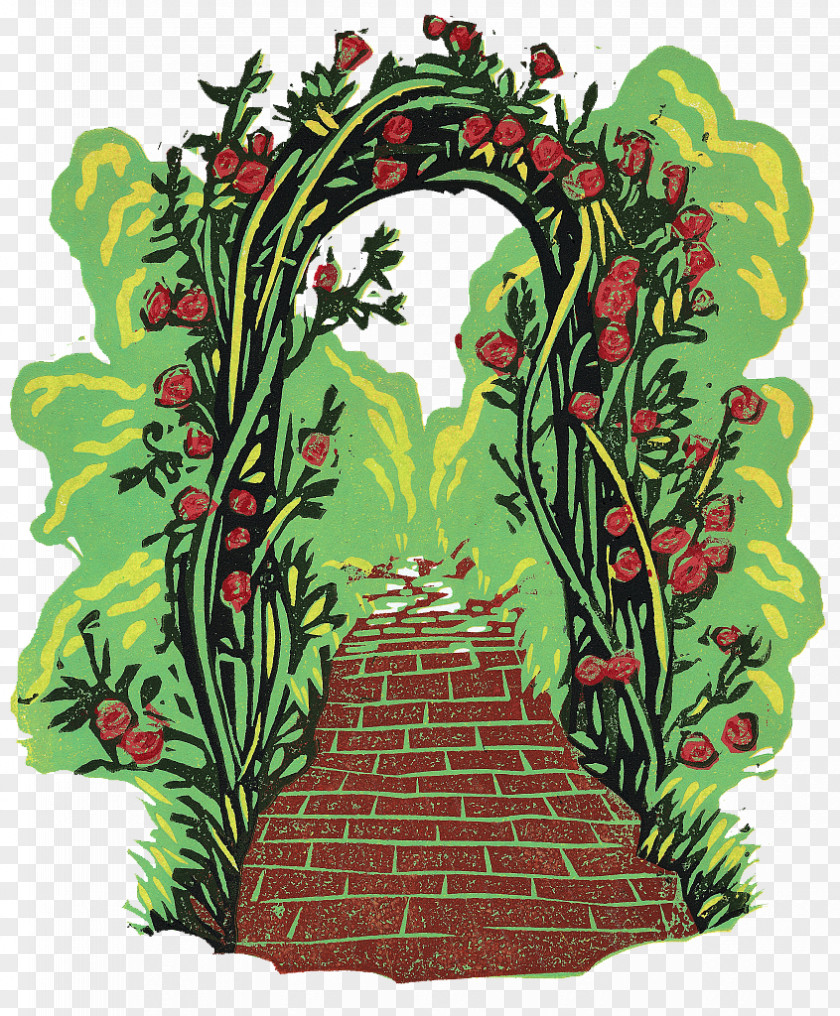 Vector Illustration, Garden Road Linocut Photography Illustration PNG