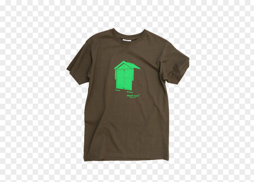 Beach Hut T-shirt Green Sleeve Angle PNG