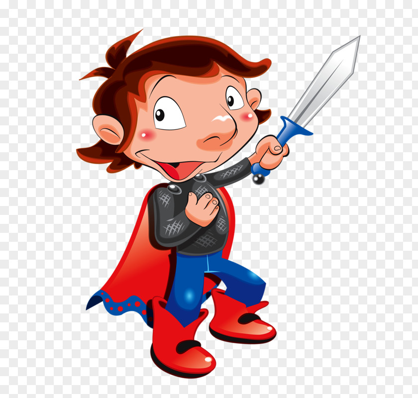 Boy Playing Sword Princess Knight Illustration PNG
