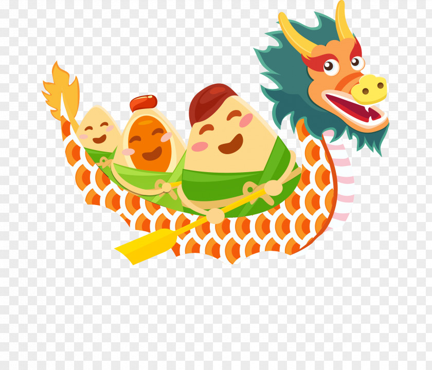 Cartoon Dragon Boat Dumplings Zongzi Festival Bateau-dragon PNG