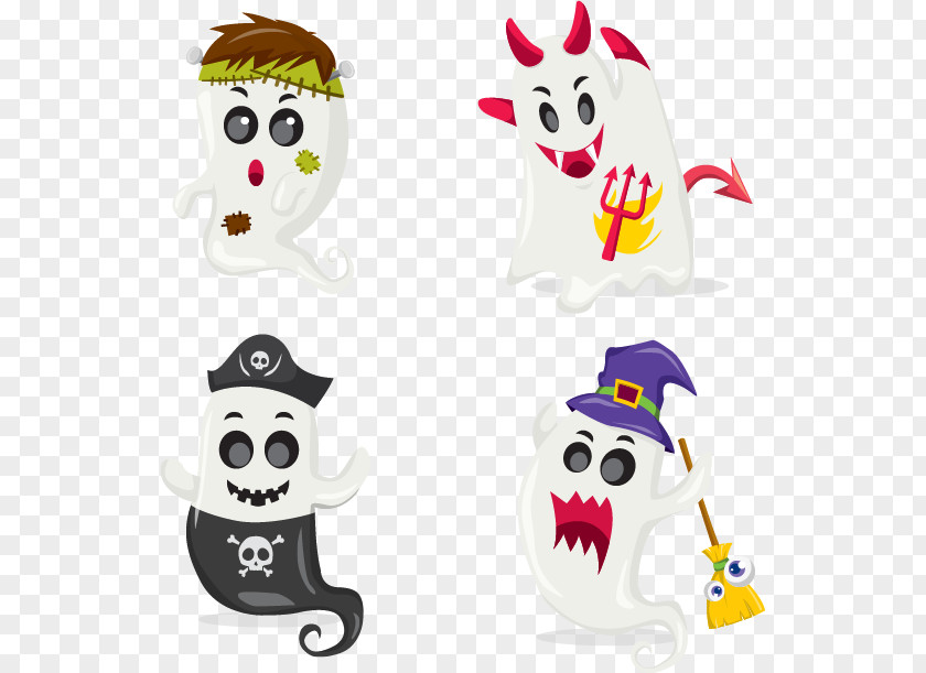 Vector Cute Cartoon Halloween Ghosts Ghost Illustration PNG