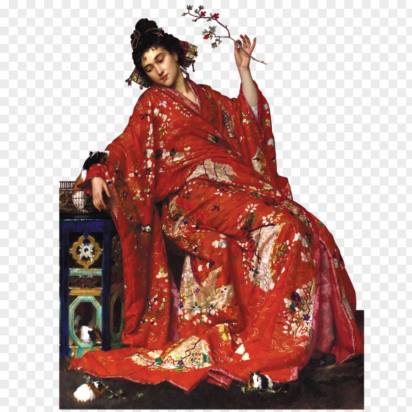 Painting Portrait Of Elizabeth Sherman Cameron Camille Monet In Japanese Costume Art PNG