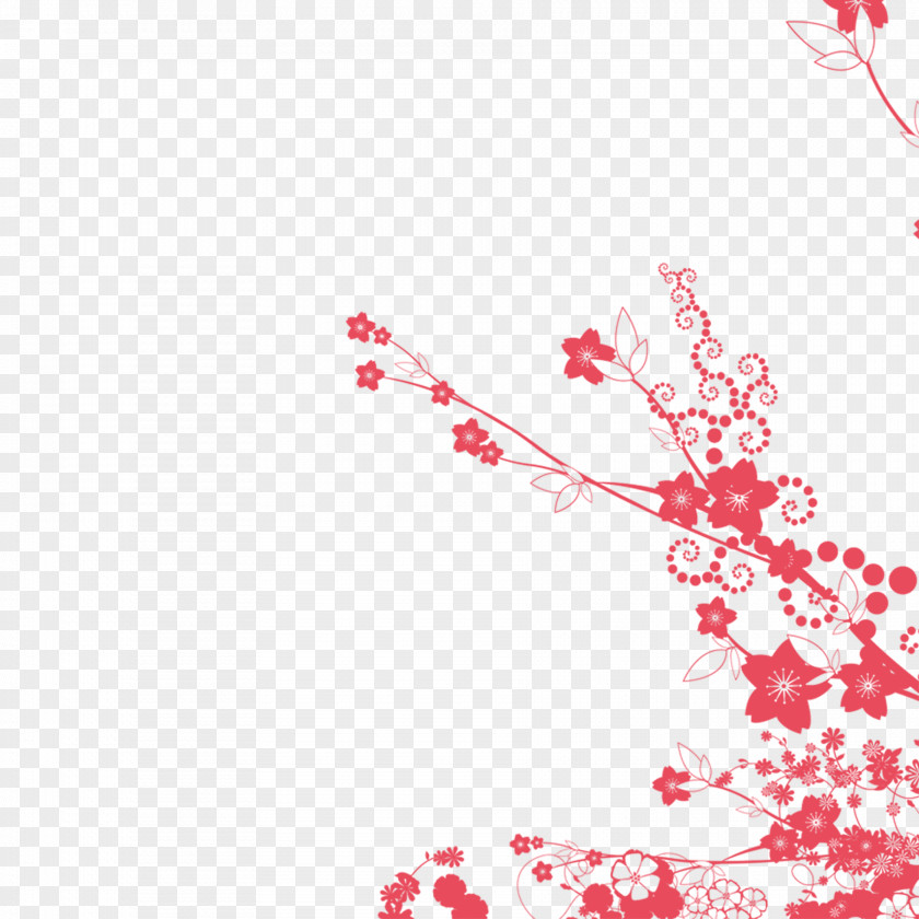 Rose Red Flowers Silhouette Plum Blossom Gold PNG