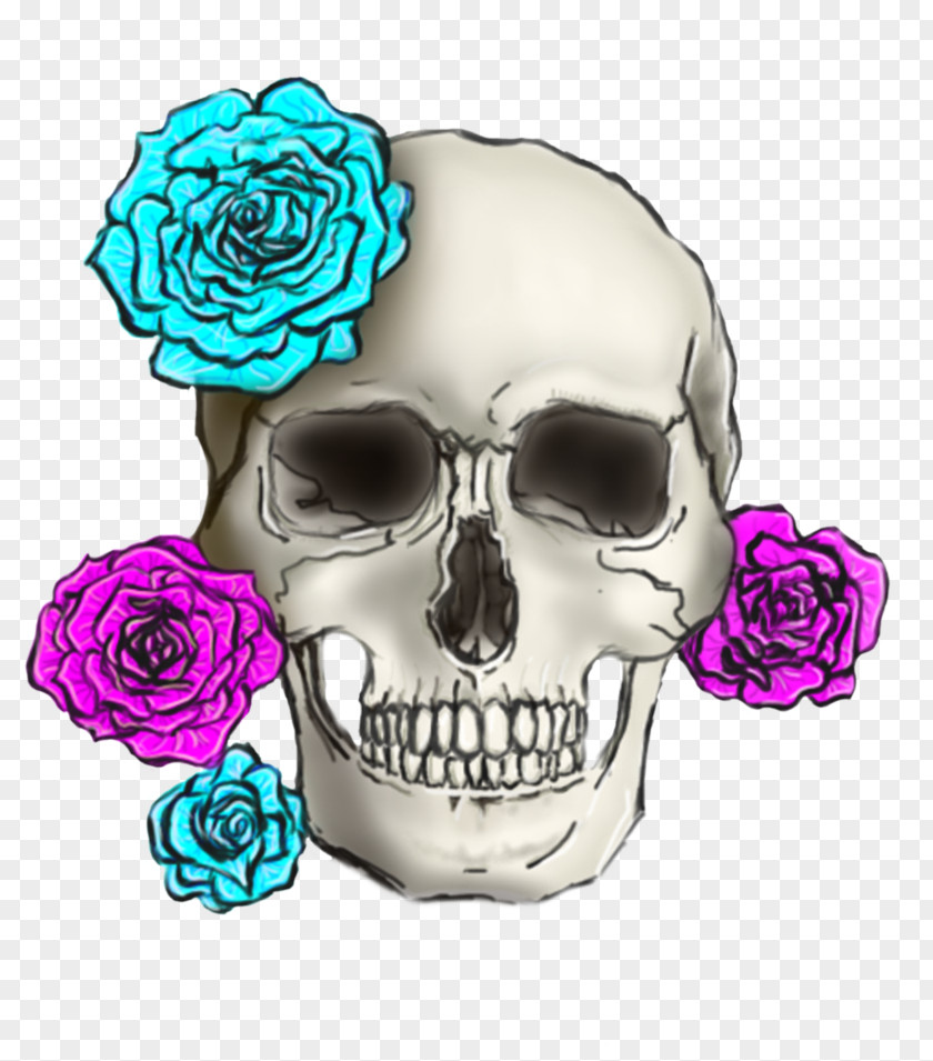 Skull And Roses Flower Font PNG