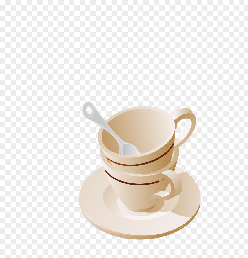 Cartoon Cup Spoon Ice Cream Coffee PNG