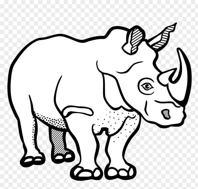 Red Rhino Entertainment Rhinoceros Line Art Black And White Drawing Clip PNG