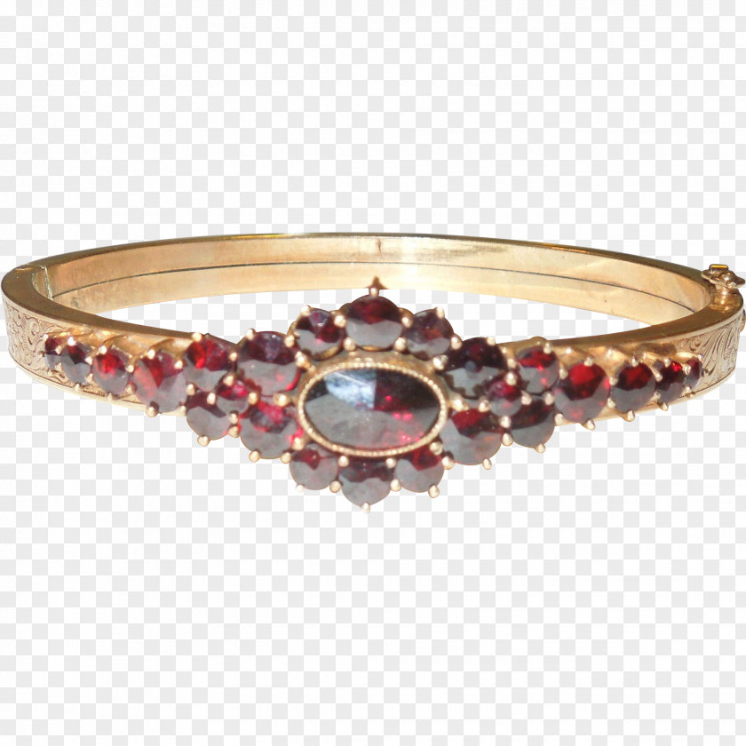 Ruby Bangle Bracelet Victorian Era Garnet PNG