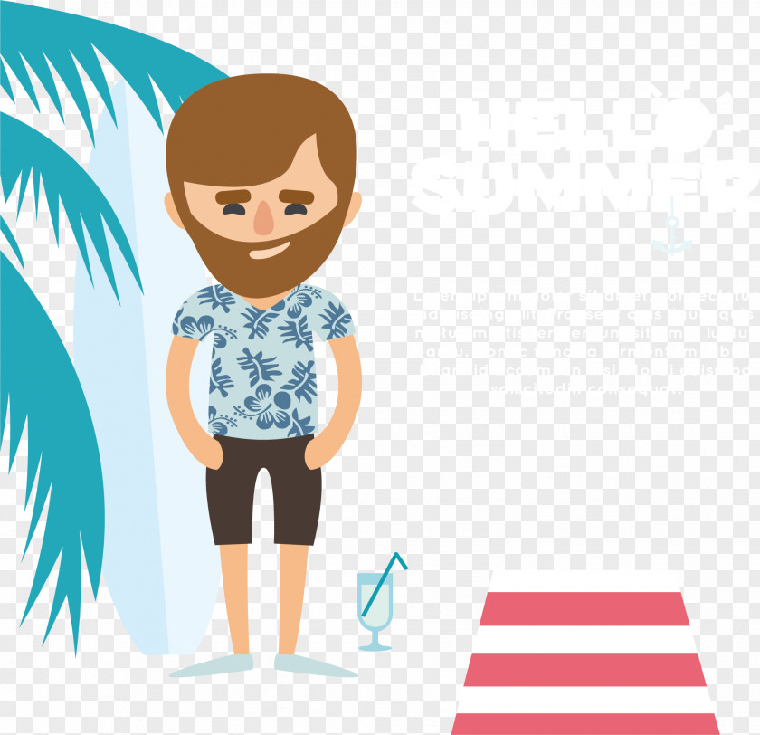 Surfing Teenager Clip Art PNG