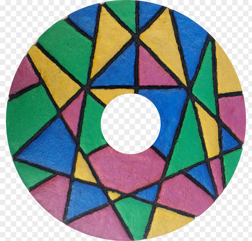 Hand Painted Gravel Stained Glass Circle Bead Triangle PNG