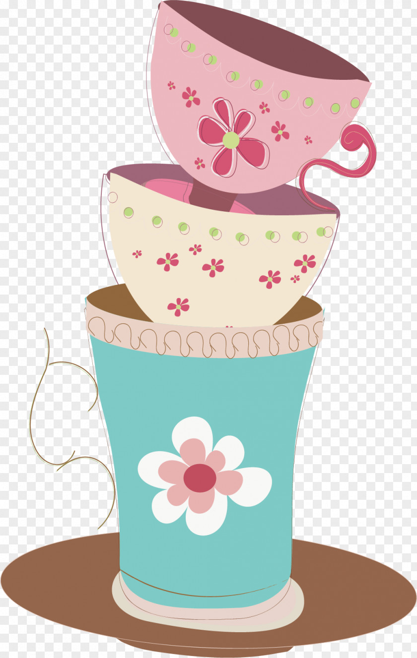 Vector Hand-painted Small Floral Cup Illustration PNG
