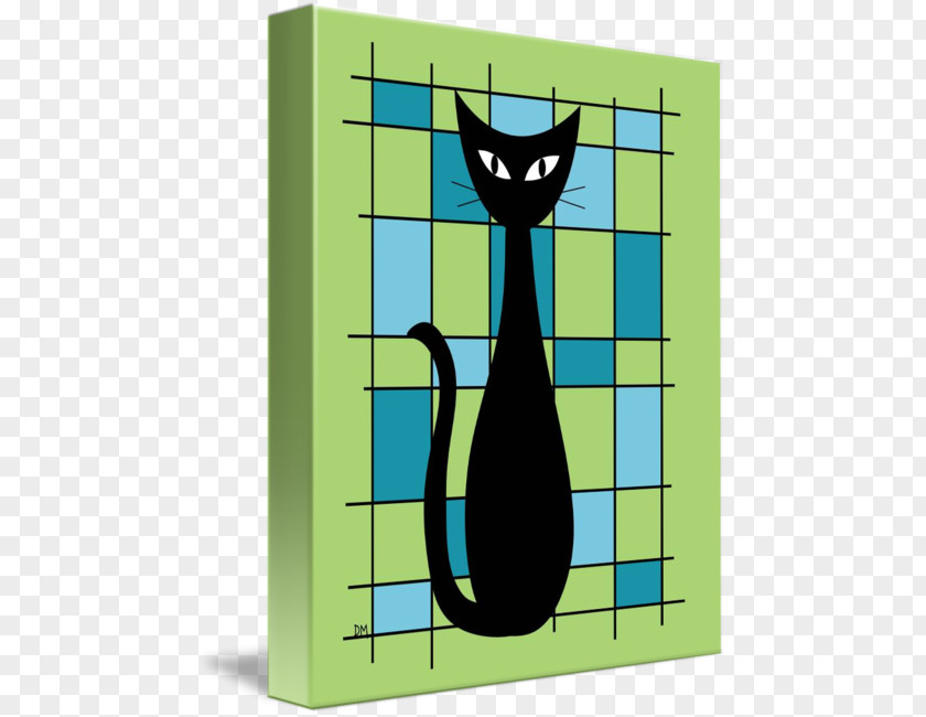 Green Abstract Cat Art Canvas PNG