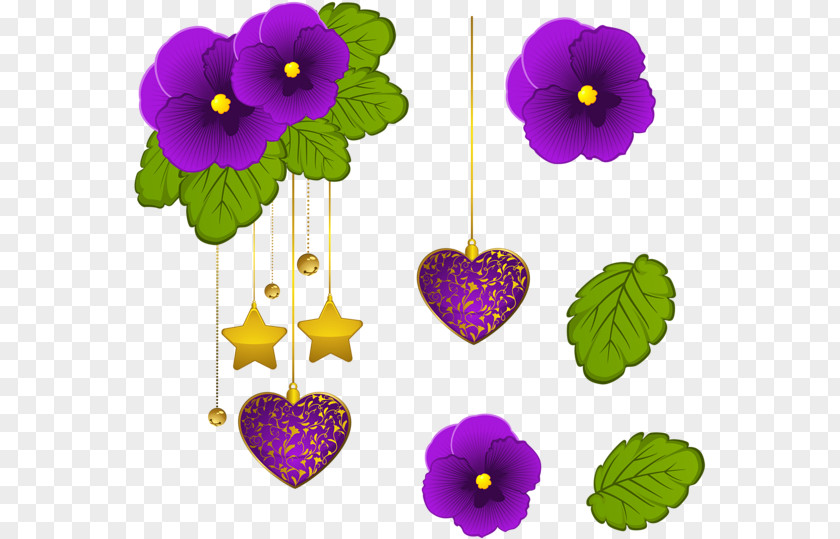 Heart Cut Flowers Purple Watercolor Flower PNG