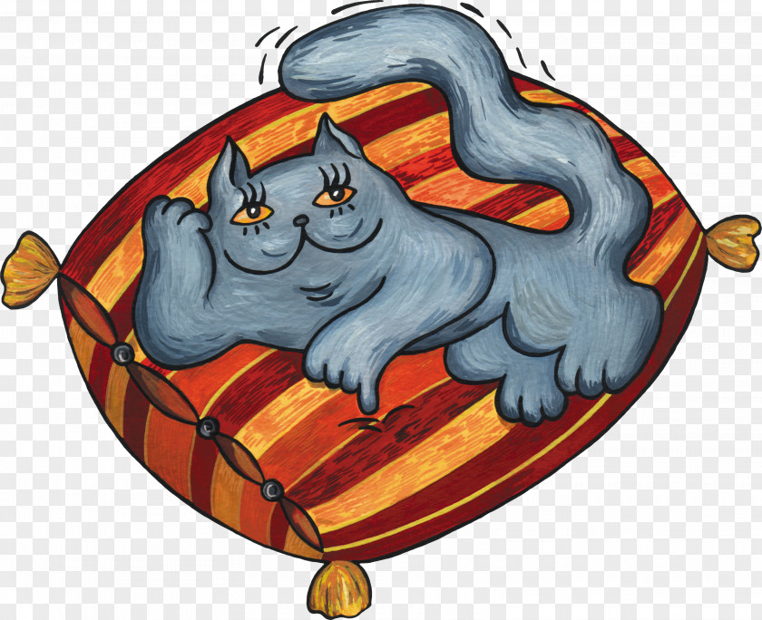 Pillow Cat Cartoon Clip Art PNG
