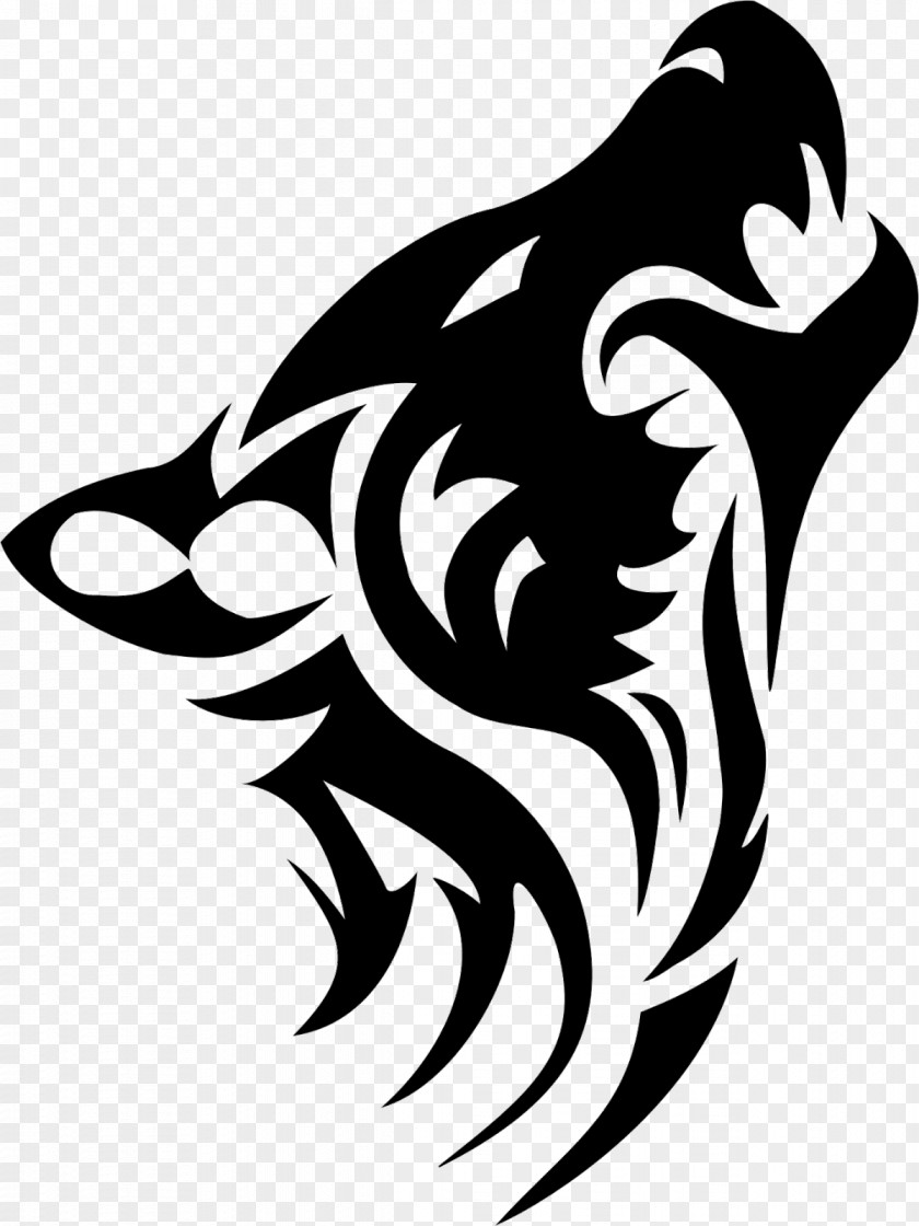 Tribal Gray Wolf Clip Art PNG