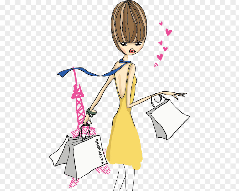 Fashion Shopping Girl Illustration PNG Illustration, Beautiful models clipart PNG