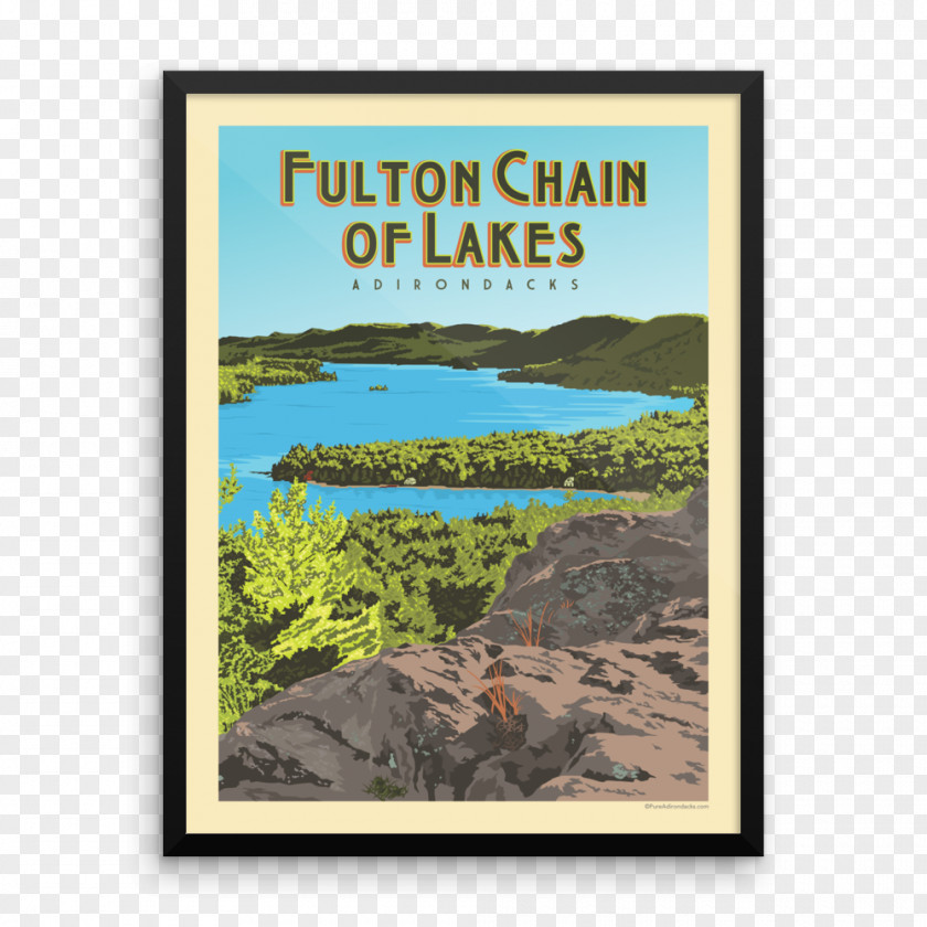 Antique Poster Decoration Fulton Chain Of Lakes Raquette Lake Adirondack Park Inlet Moose River PNG