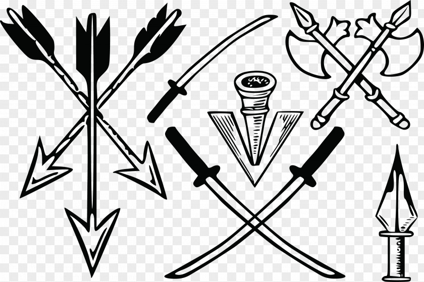 Arrow Ax Knife Cold Weapons Vector Tattoo Weapon PNG