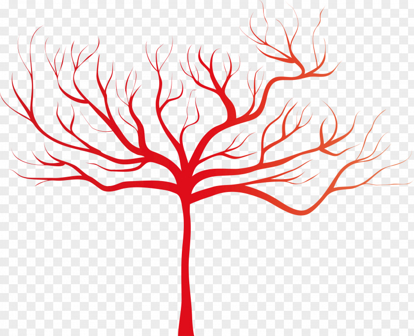 Red Leaf Tree Line Branch PNG