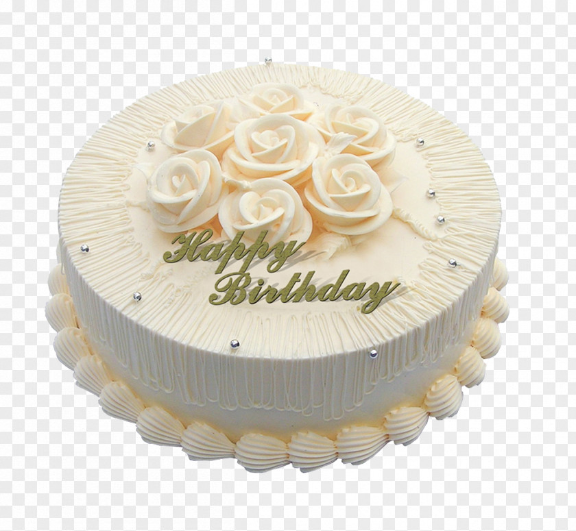 Simple White Roses Decorated Cake Birthday Bakery Cream Wedding PNG