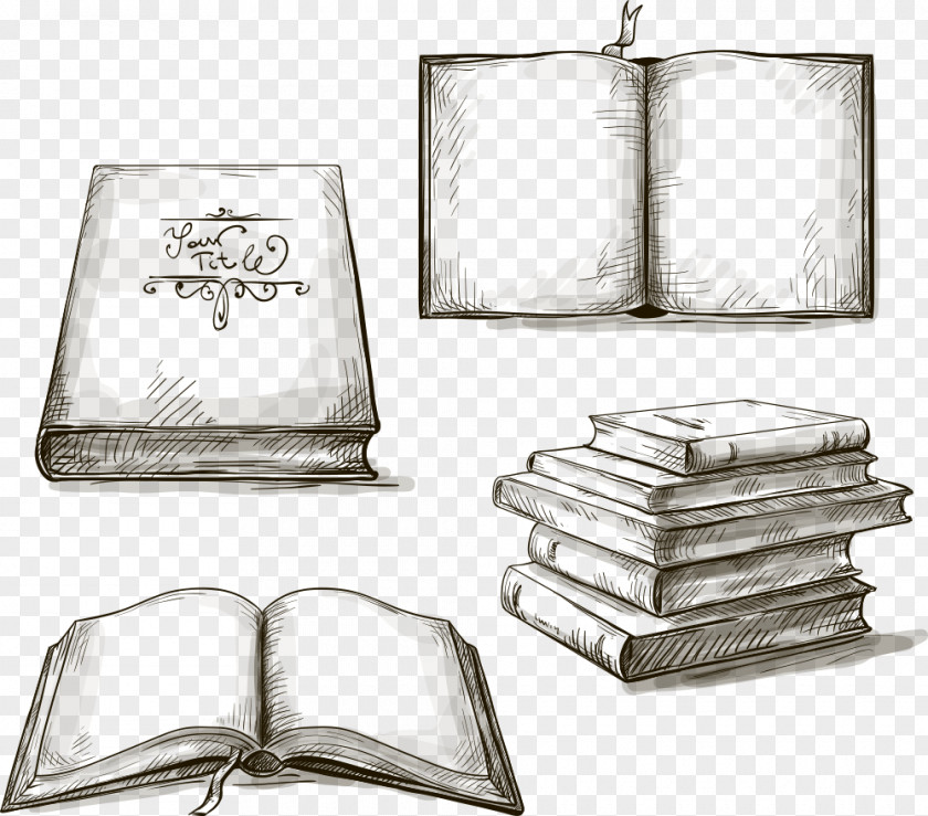 Vector Hand-painted Books Drawing Book Illustration Sketch PNG