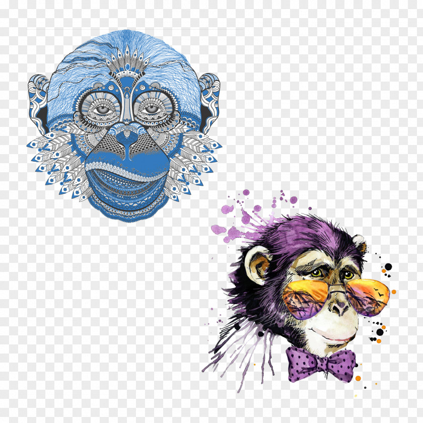 Monkey Art Chart Chimpanzee Stock Illustration PNG