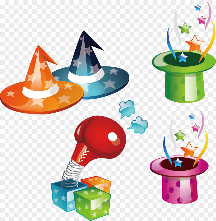 Vector Cartoon Clown Magician Hat Icon PNG