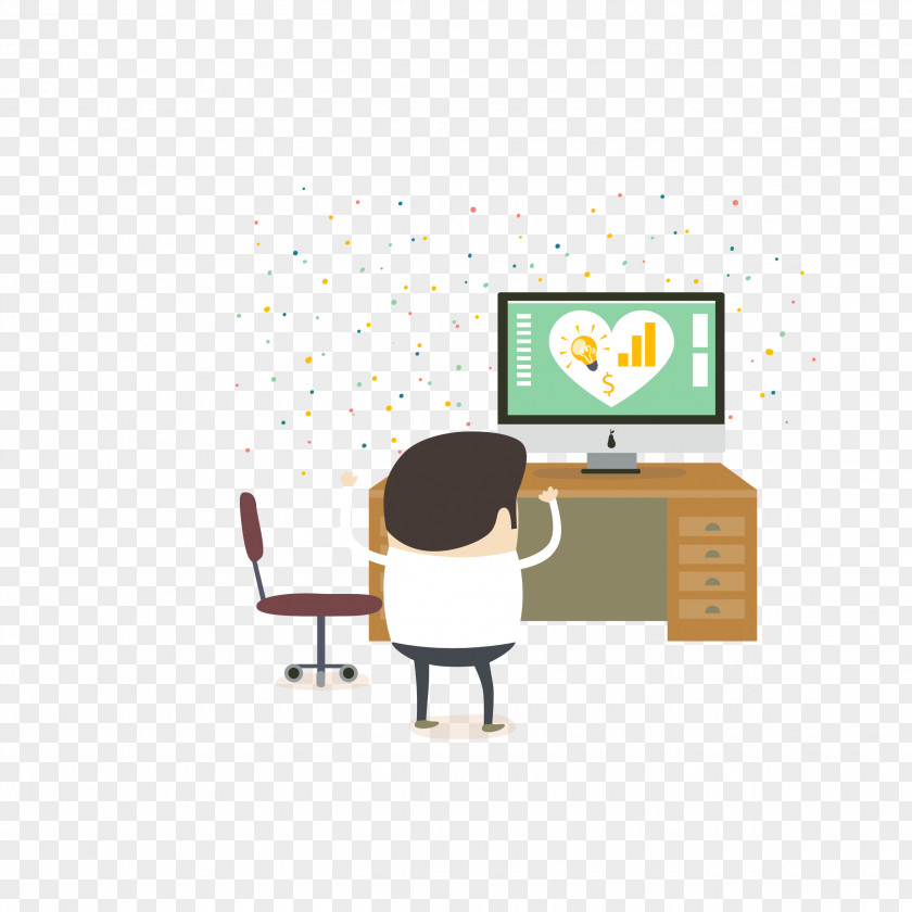 Vector Color Watching TV Boy Business Illustration PNG