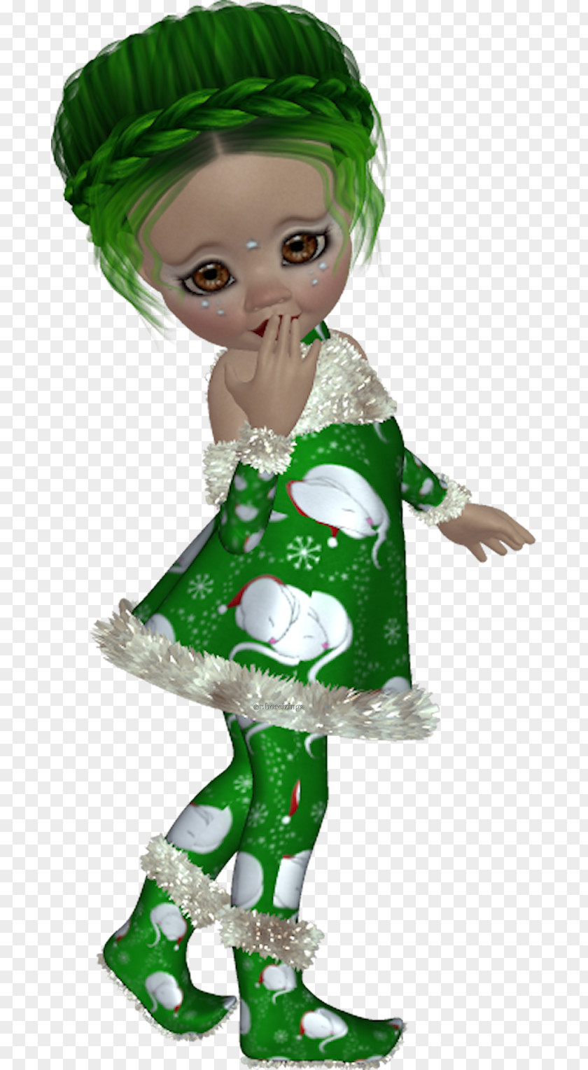 Doll Christmas Ornament Green Toddler PNG