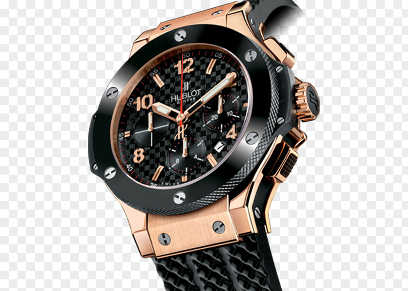 Upscale Jewelry Counterfeit Watch Hublot Chronograph Gold PNG