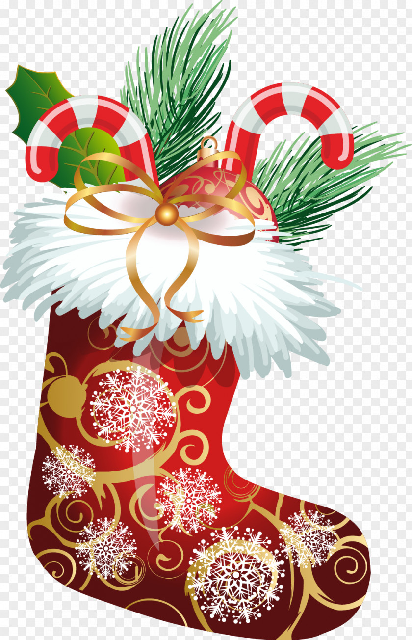 Vector Christmas Elements Boots Tree Stocking PNG