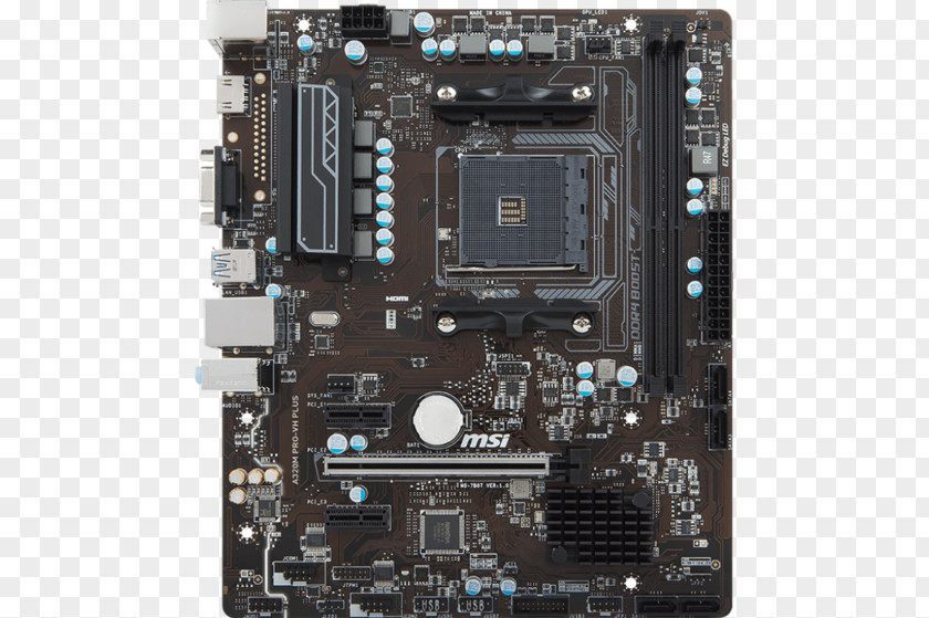 Computer MSI A320M PRO-VH PLUS AMD A320 Socket AM4 Micro ATX Motherboard MicroATX PNG