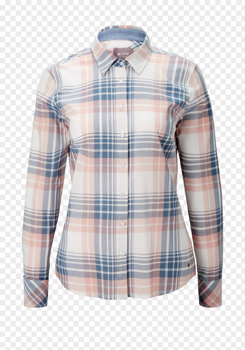 Denim Pocket Tartan Blouse PNG