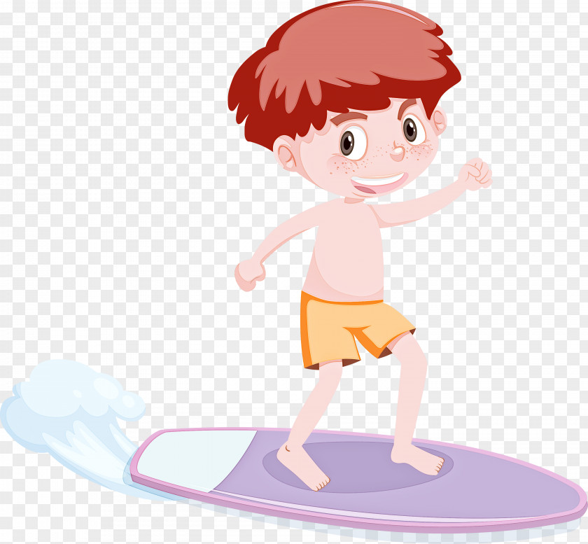Cartoon Pink Surfing Play Child PNG