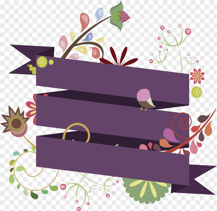 Lovely Bird Ribbon Title Box Download Clip Art PNG