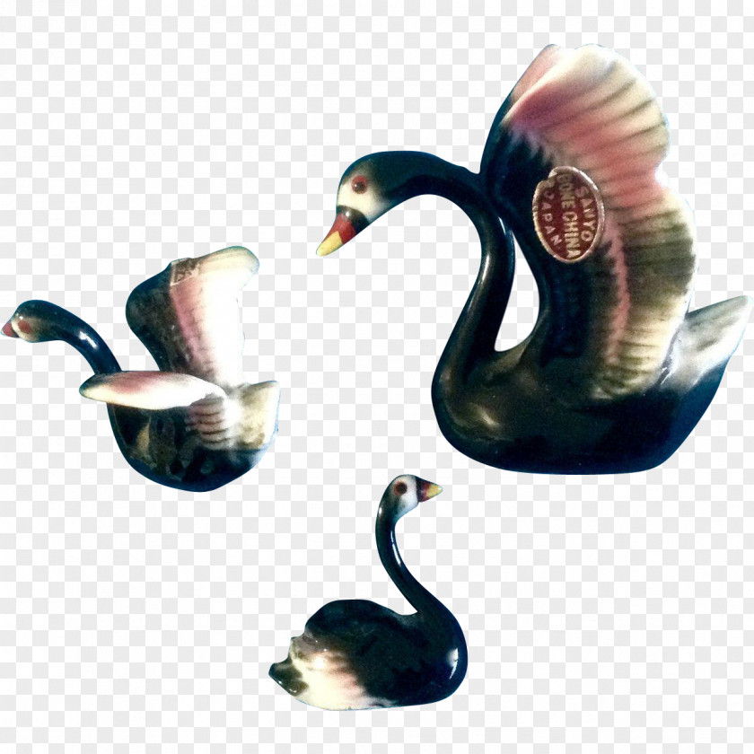 Swan Duck Bird Goose Black Figurine PNG