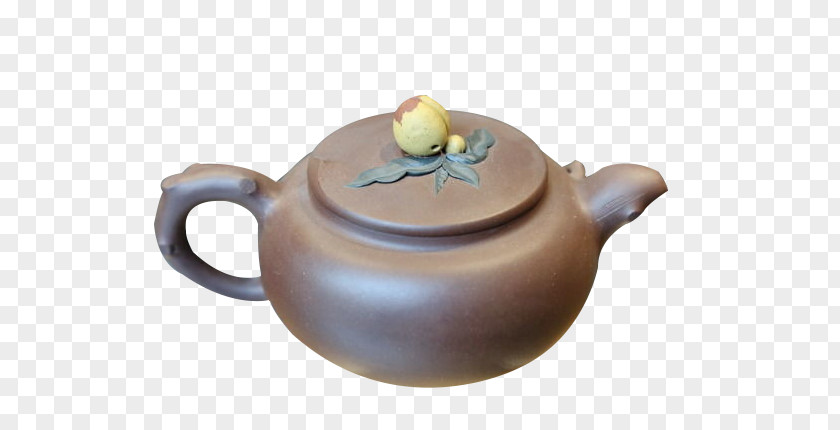 Peach Button Teapot Yixing Clay PNG