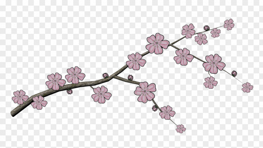 Hand-painted Cherry Blossoms Body Jewellery Clothing Accessories Lilac Purple PNG