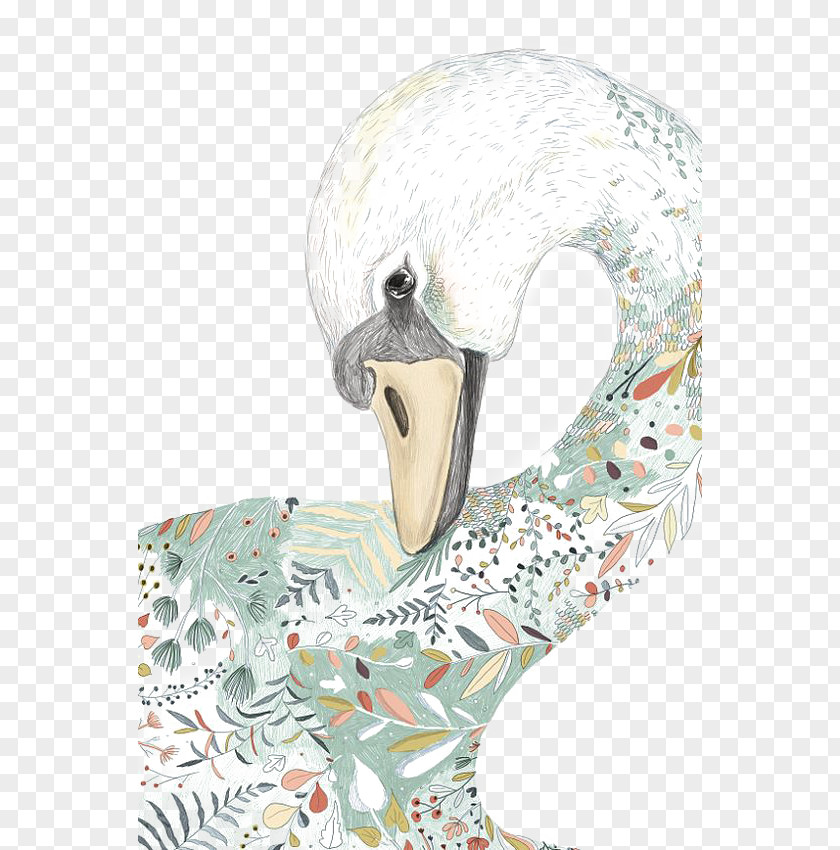 Hand-painted Swan Black Cartoon Illustration PNG