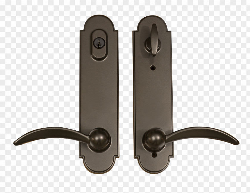 Pinl Door Handle Lock Bronze Brass PNG