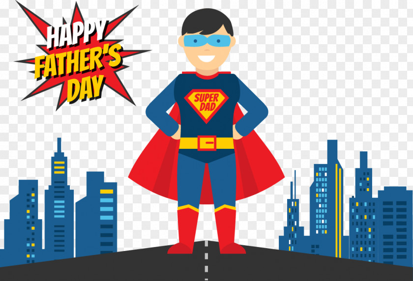 Vector Illustration Happy Father's Day Father Superhero PNG