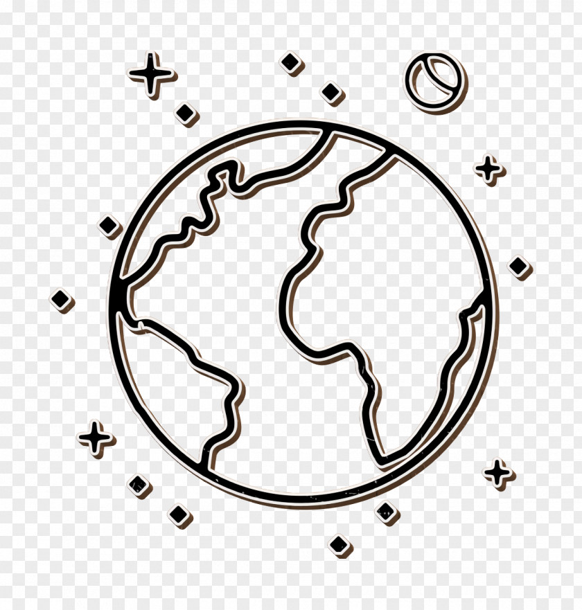 Line Art Symbol Earth Icon Moon Planet PNG