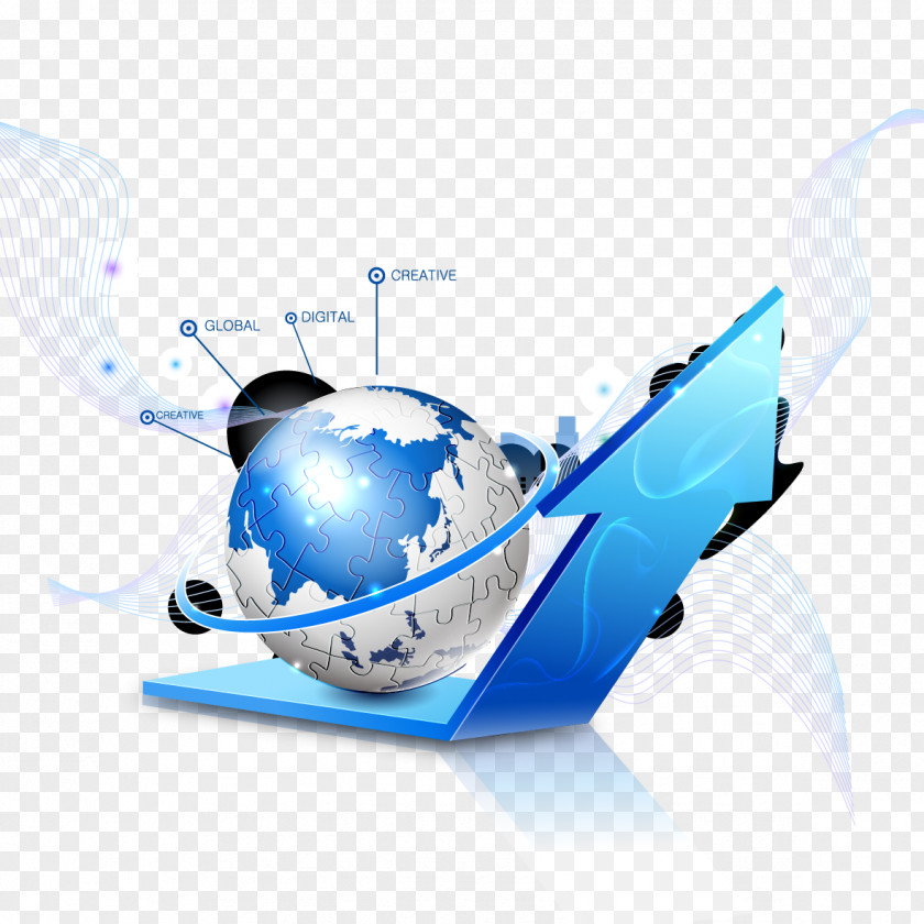Vector Globe And Arrows Business Service Company Information PNG