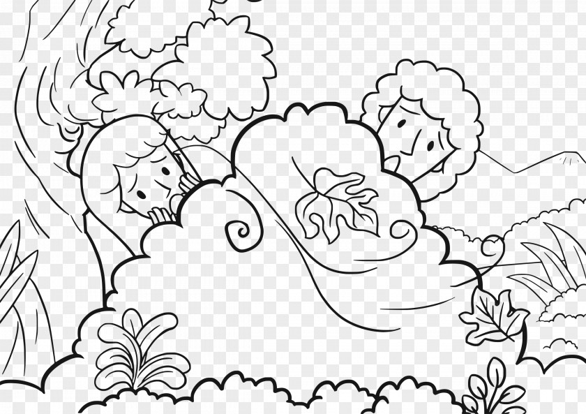 Fig Tree Coloring Page Garden Of Eden Book Adam And Eve Bible Forbidden Fruit PNG