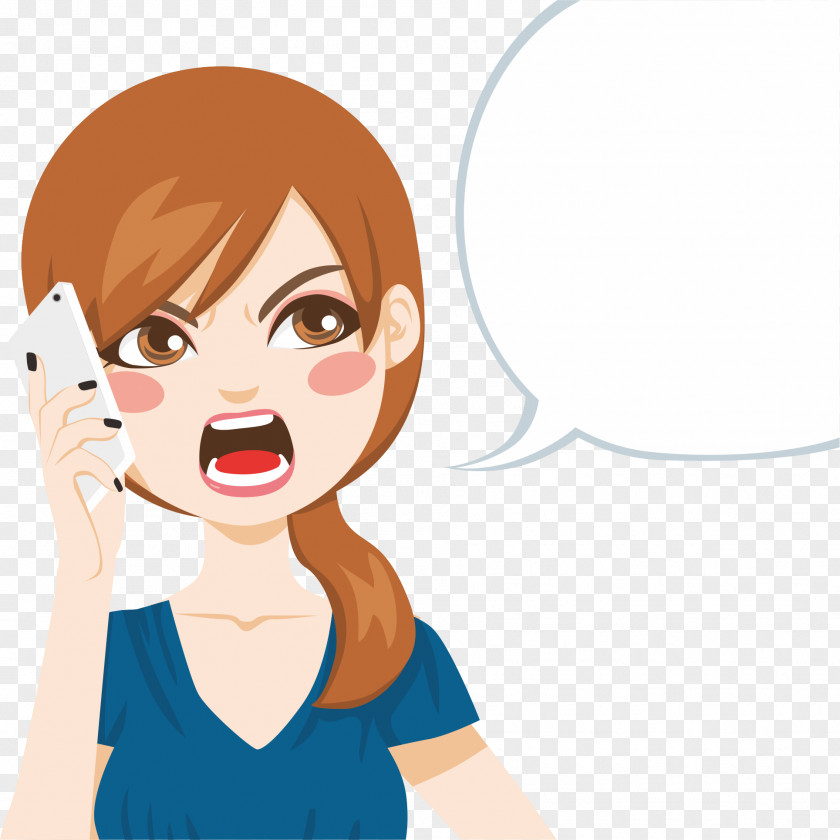 Angry Woman Cartoon Telephone Call Royalty-free Clip Art PNG