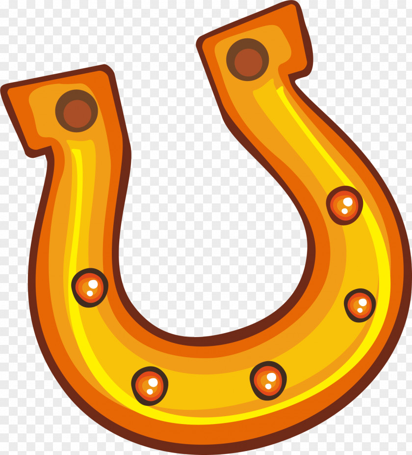 Yellow Cartoon Horseshoe PNG