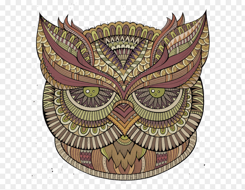 Owls Head Illustration Creative Haven Coloring Book PNG