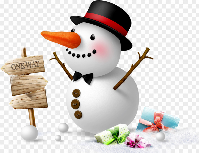Snowman With Hat Christmas Winter Wallpaper PNG