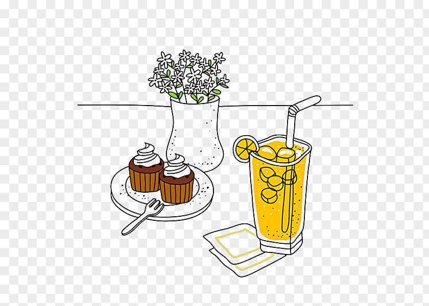 Cold Drink Iced Tea Paper Drawing Illustration PNG