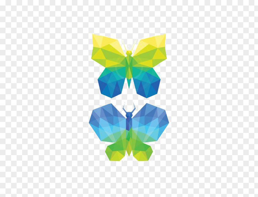 Gradient Butterfly Geometry Polygon PNG