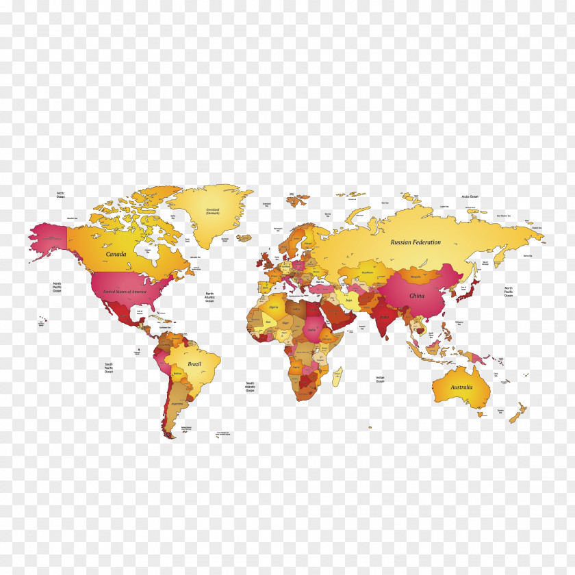 Gold World Map Globe Vector PNG